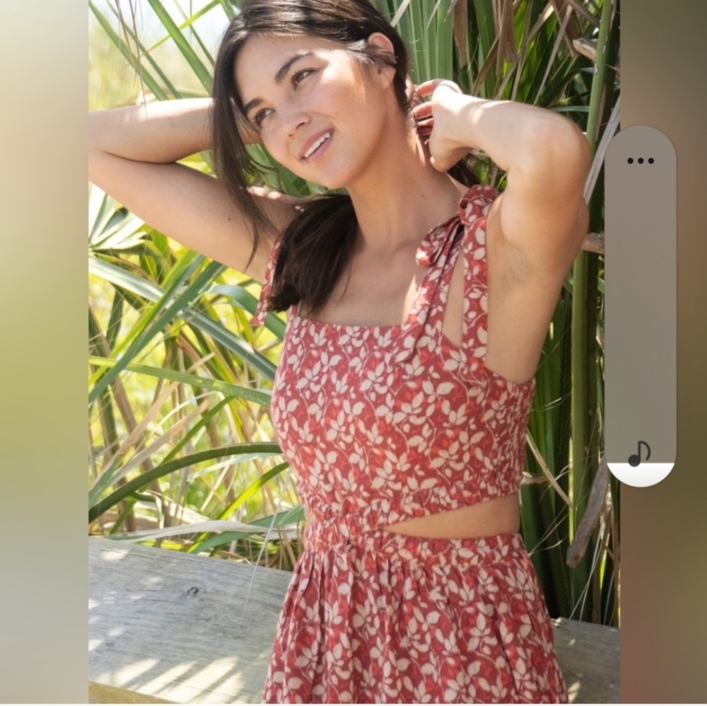 NATURAL LIFE courtney Maxi Rust And Cream Floral Cutout Dress